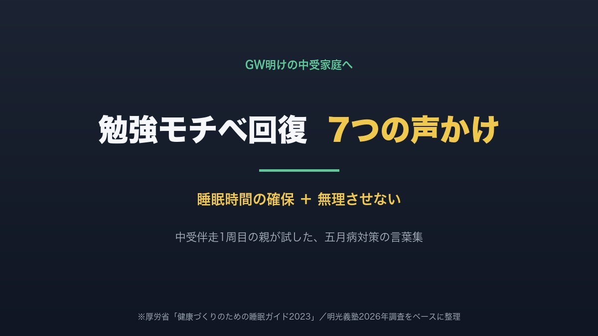 GW明けの勉強モチベ回復7つの声かけ