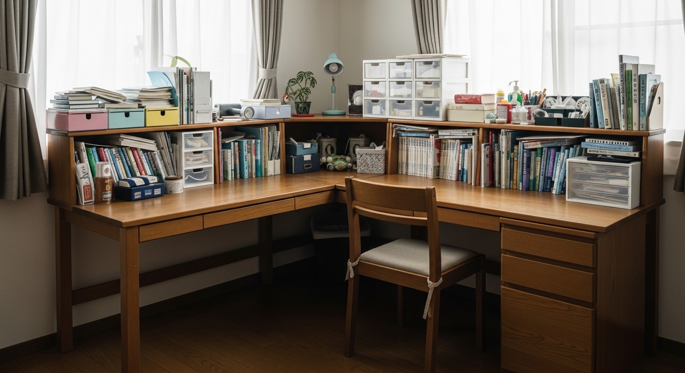 子ども部屋に置いたものの使われず物置化した学習机(失敗例)