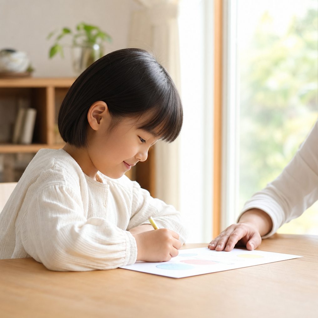 穏やかに見守られながら学ぶ低学年の子ども