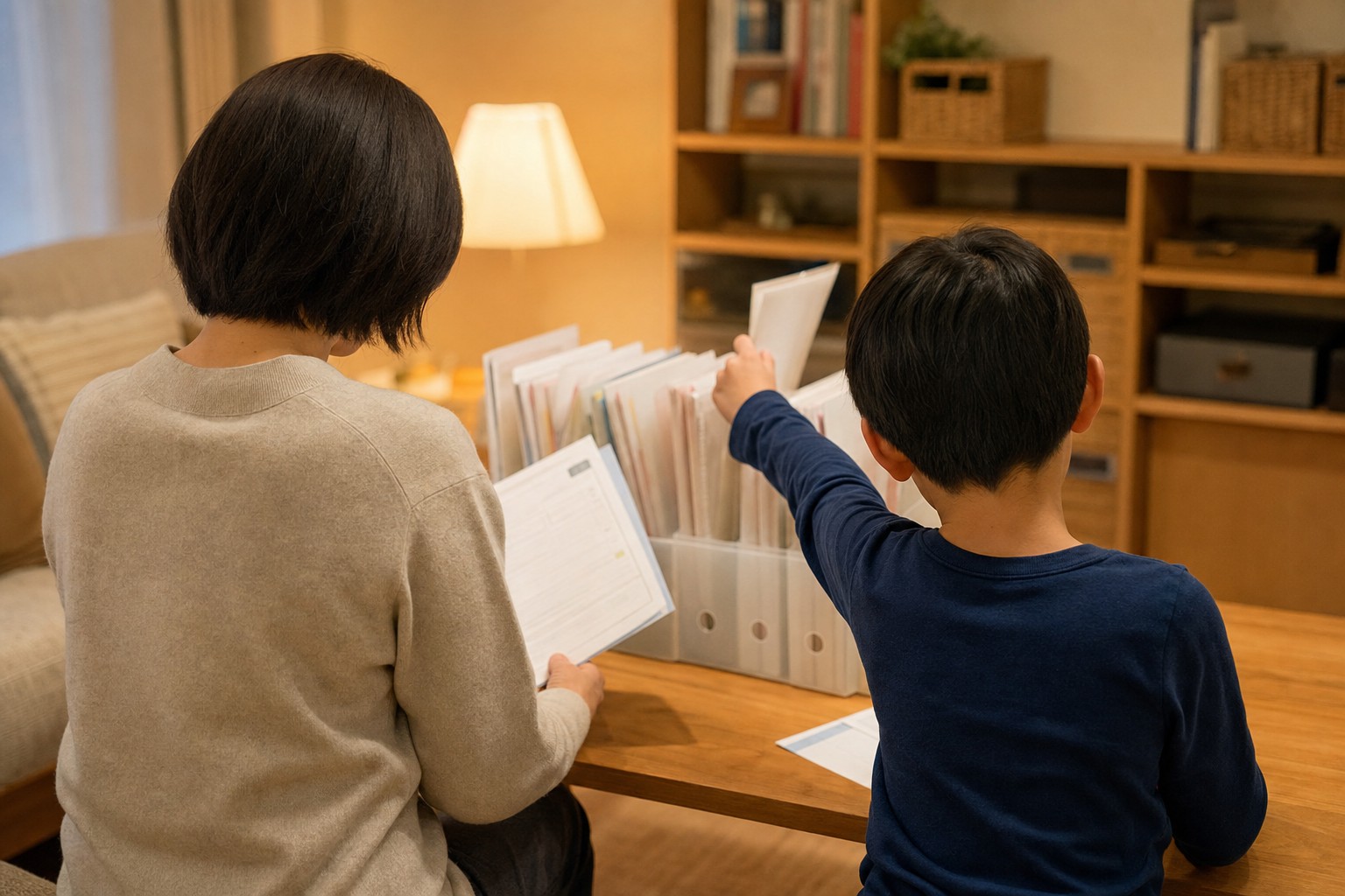 中学受験の家庭学習で親子がプリントを整理する仕組みのイメージ